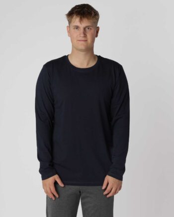 Essential Langærmet Shirt Navy - Hiddentrend T-Shirt  - 0000200010406