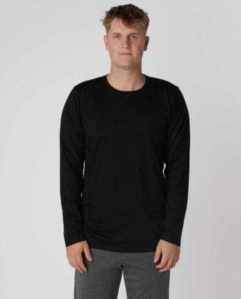 Sort Essential Langærmet Shirt - Hiddentrend T-Shirt  - 0000200010106