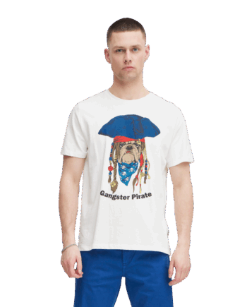 Hvid Blend Herre Shirt White Pirate Dog - Blend T-Shirt  - 5715572037853