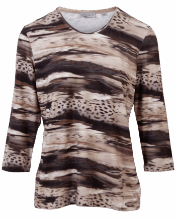 Taupe Gabriella Dame Kortærmet Bluse - Gabriella K. T-Shirt  - 5757150790439