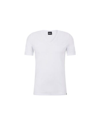 Hvid Boss Neck Shirt Til Herre - Boss T-Shirt