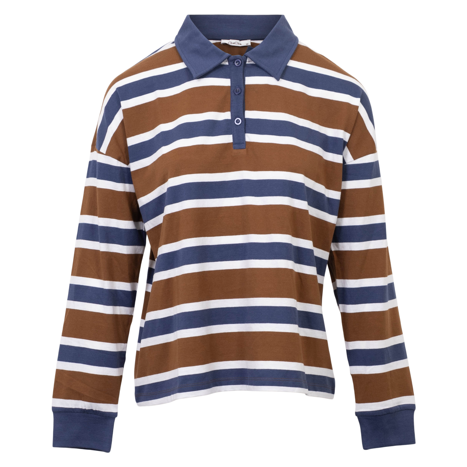 Hvid Chacha Dame Bluse Brown Blue White - Chacha T-Shirt - 5714990199389